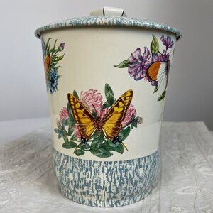 Antique Butterflies Tin Container with Lid - Made in England